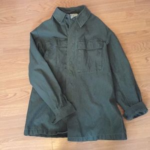 Oversized army green light coat